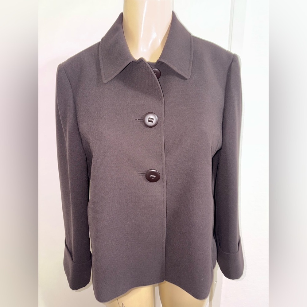 Tahari Arthur S. Levine Brown Lined Animal Print Jacket Size 10
